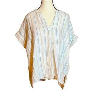 Madewell Lakeline Popover Shirt Schulner Stripe Coastal 100% Cotton Womens M
